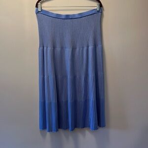 NWOT Misook Cornflower Blue Striped Knit Midi Skirt Sz L